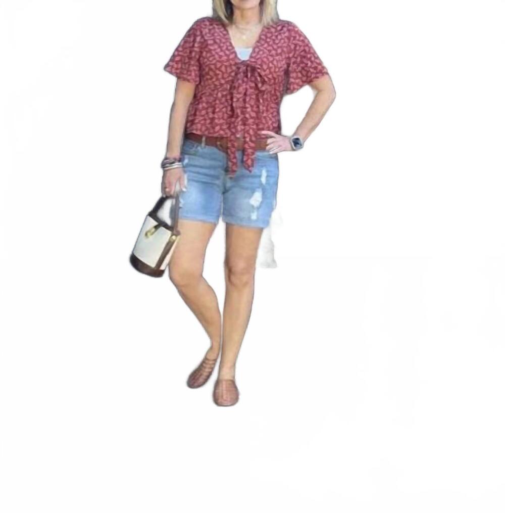 NEW MCCOLIN summer short sleeve top in wine